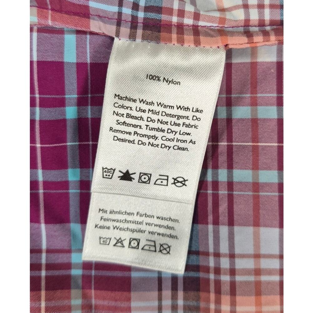 Eddie Bauer Sleeveless Plaid Button Front Shirt Women’s Size S Pink Blue - Picture 6 of 6
